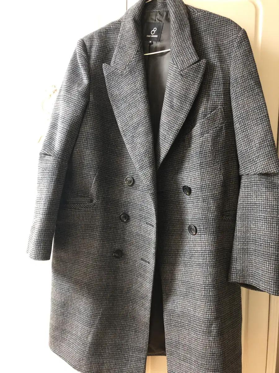 에잇세컨즈 울코트 정품 롱체크코트