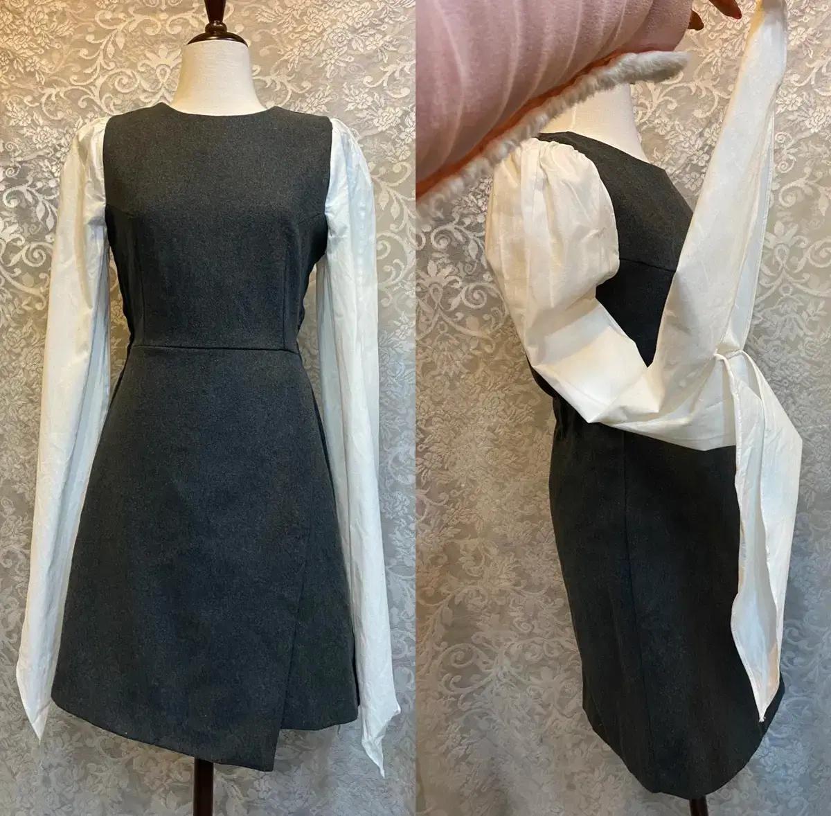 55 겨울 여리여리 셔츠소매 회색미니원피스5