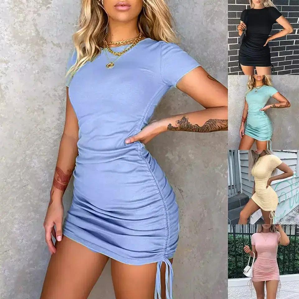 (해외배송) 기본티 맥시 스트링 원피스 바디콘 데일리 봄코디