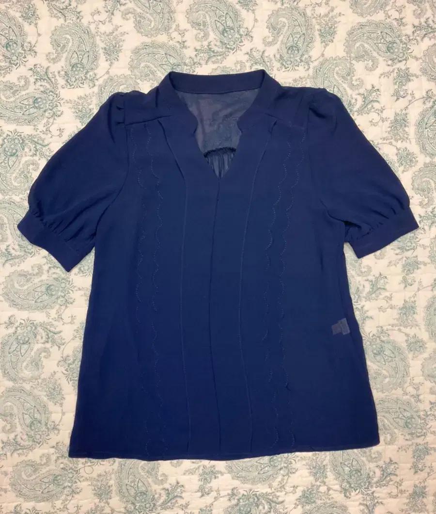 (새거)물결 쉬폰 블라우스