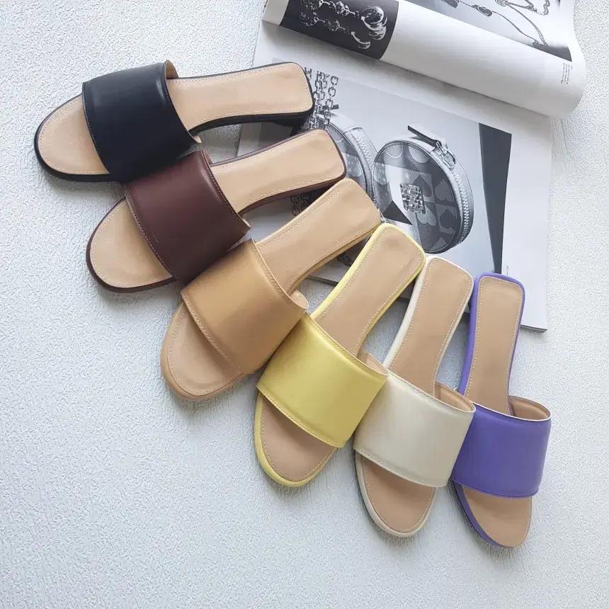 심플가죽슬리퍼 베이직데일리로우굽플랫슈즈 발편한굽낮은신발 필립플롭가죽뮬샌들