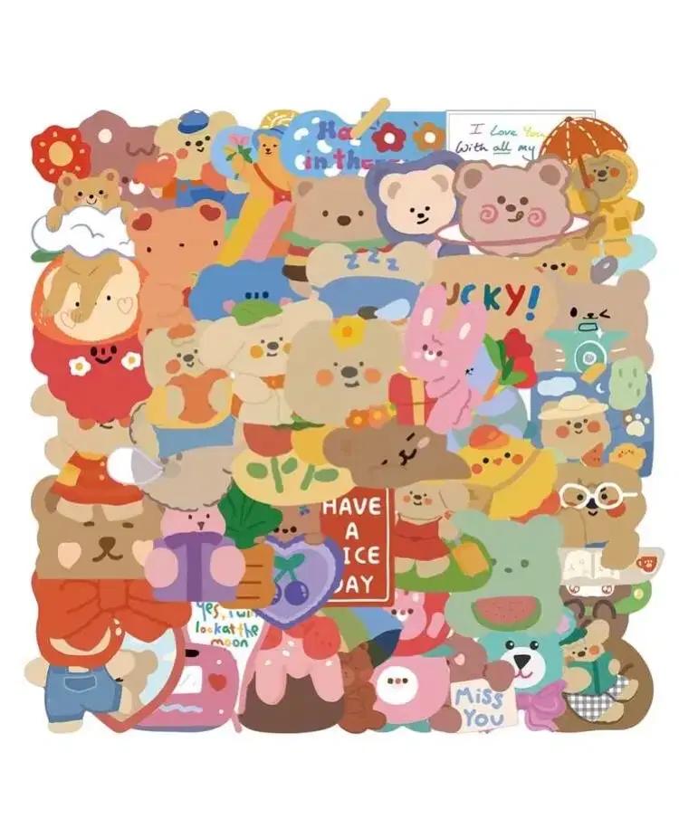 6pcs 캐릭터스티커 노트북스티커 다꾸 키치스티커 폴꾸 쿼카 곰돌이 베어