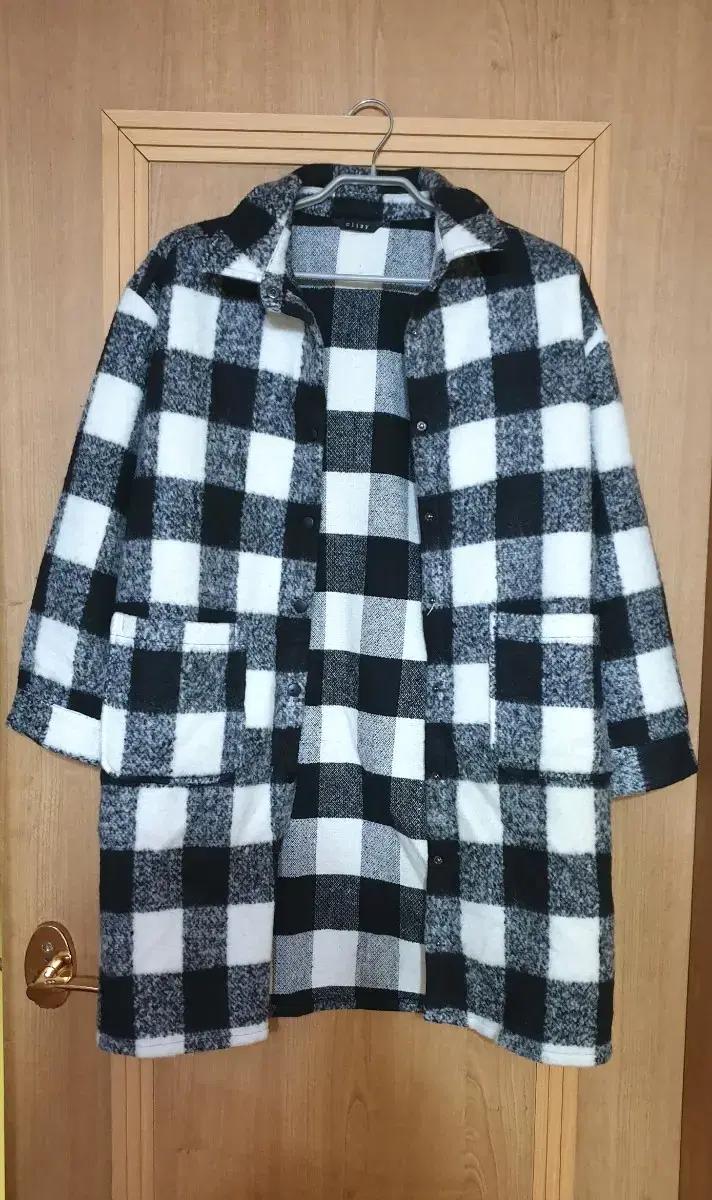 롱코트 >> 화이트체크 롱자켓 가을겨울