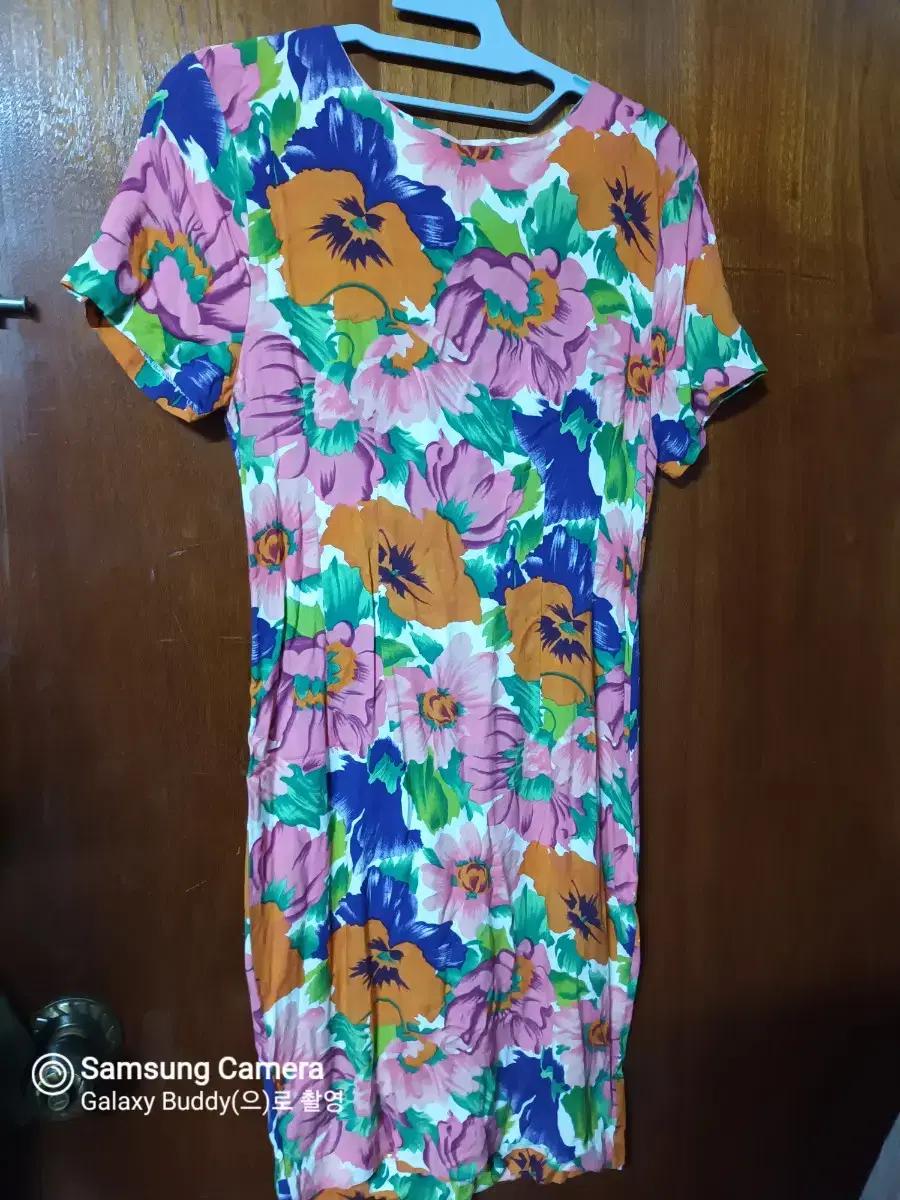 TWO LINE 꽃무늬 반팔 여름 미니원피스 80