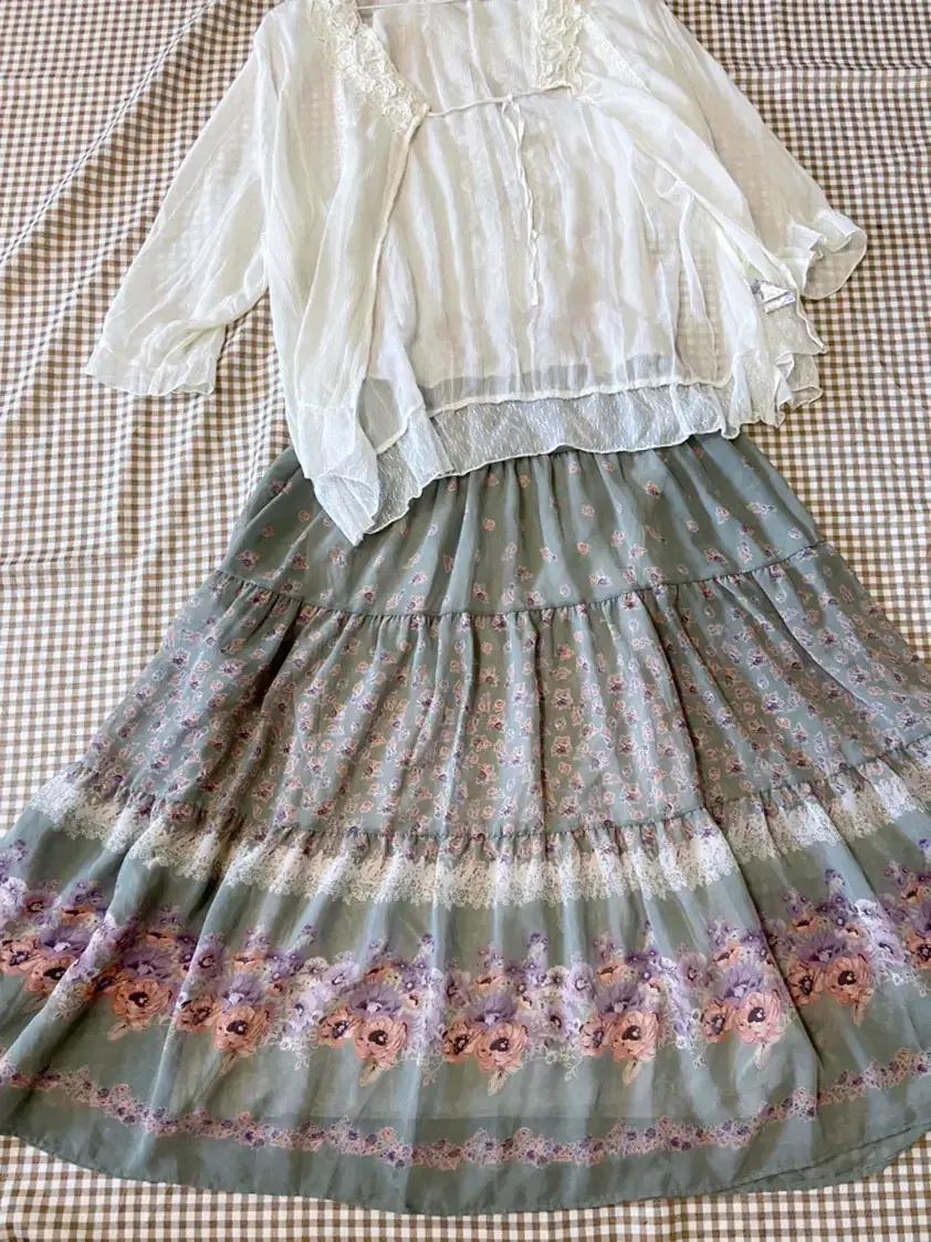 그린 쉬폰 레이어드 원피스