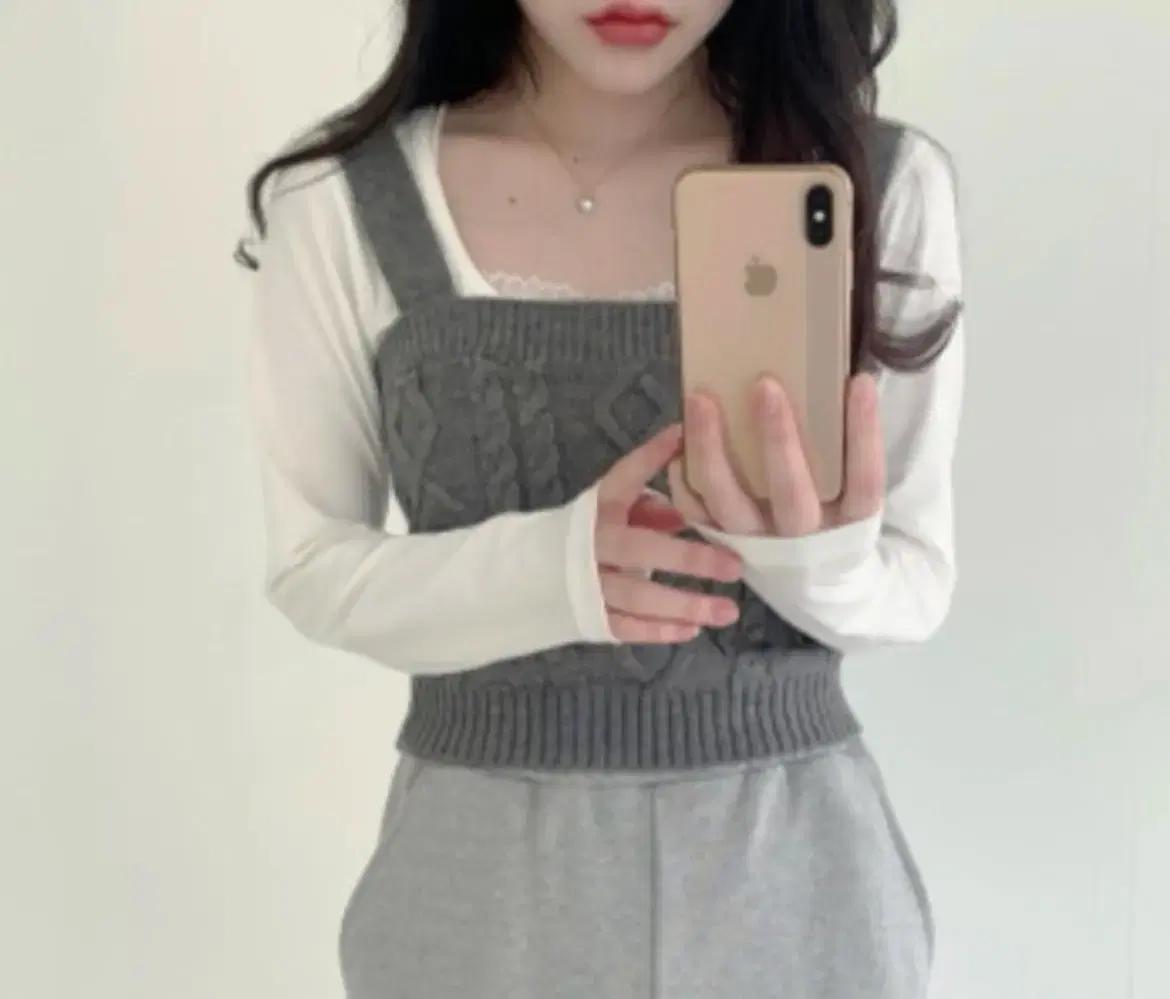 (새상품)미니포에 니트 뷔스티에