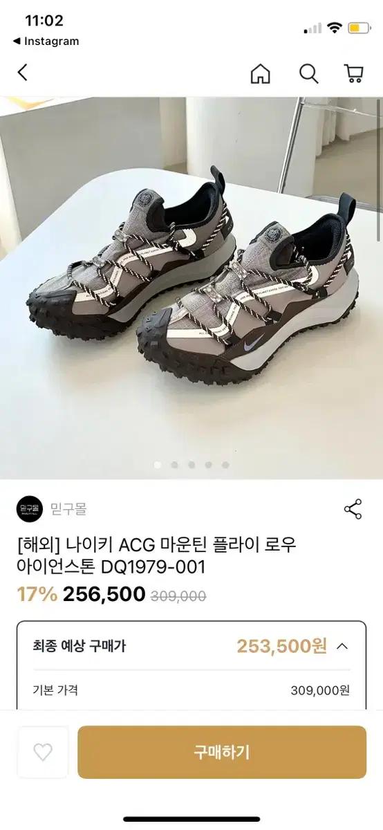 나이키 acg 마운틴 플라이 로우 아이언스톤 225