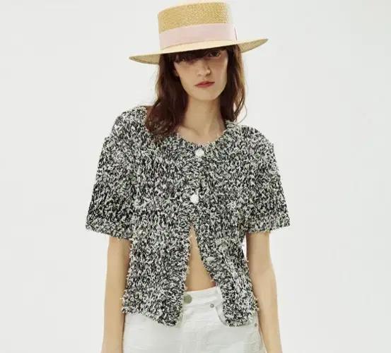 새상품) 시눈 부클 반팔가디건 그레이