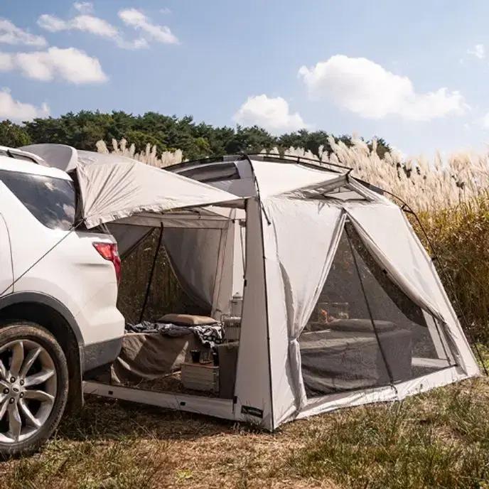 [새상품 특가] 카즈미 야외 캠핑 차박 낚시텐트 그레이 4인용 간편설치