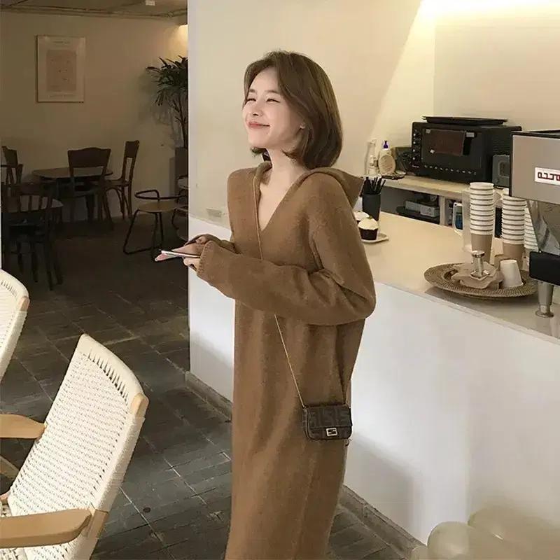 (해외배송) 브이넥 박시 가을 겨울 롱 원피스 루즈핏 여자 ㅍ느근