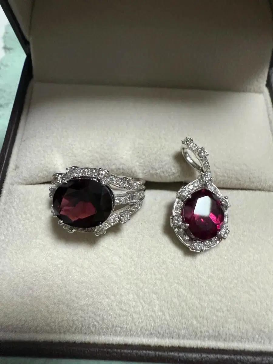 18k 세일:골든듀 크렌베리T 로돌라이트 팬던트/12호반지