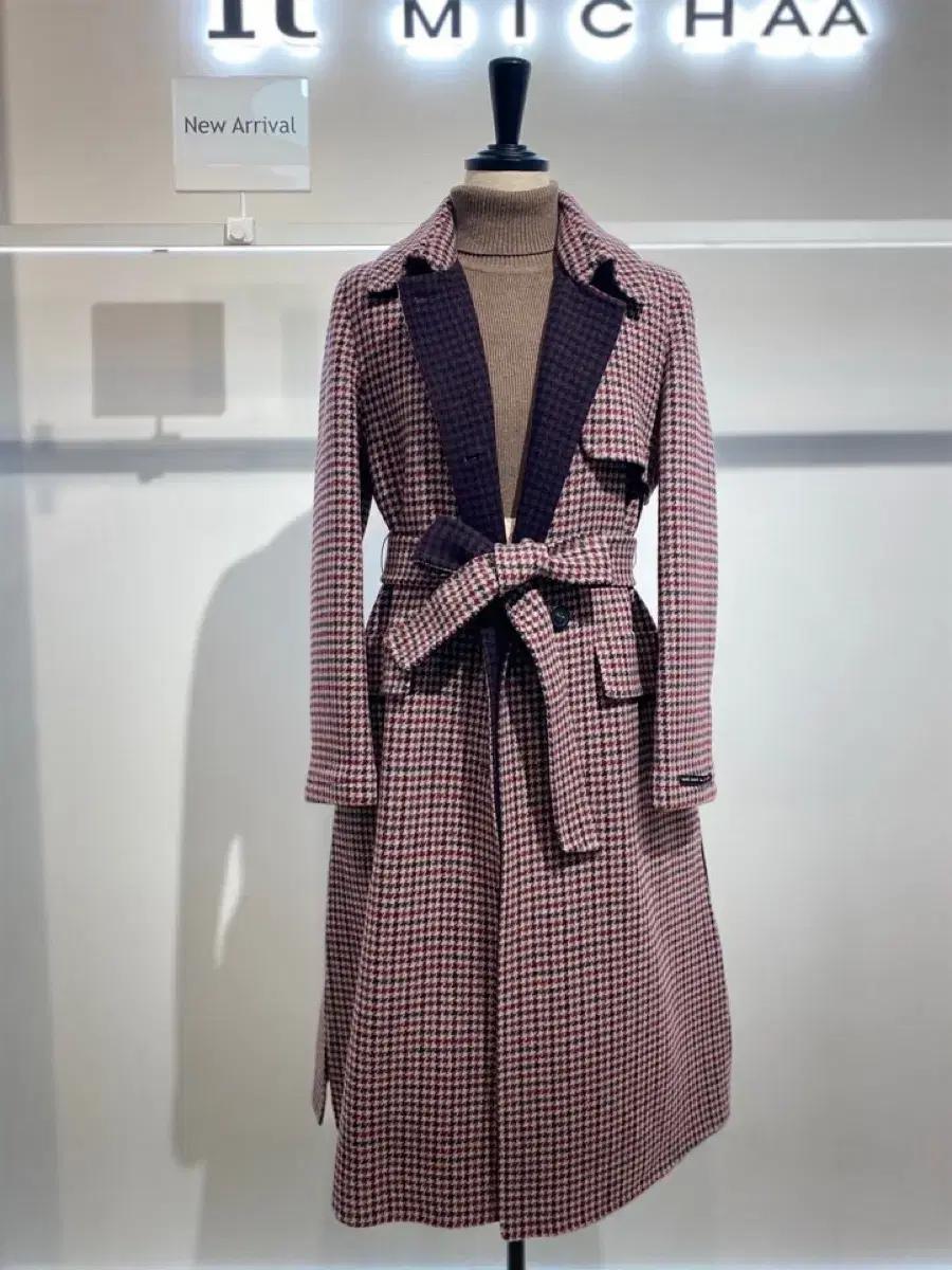 새상품] 판매가 50만원_잇미샤_체크 트렌치형모78 66여성코트여자코트