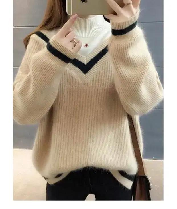 [새상품]옷정리처분이사재고봄브이넥여성니트트렌디편안데일리일상직장모임데이여트