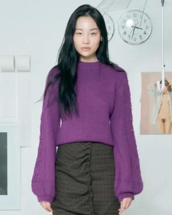 베이비센토르 크로셰 울 크롭 니트 글로니 시눈