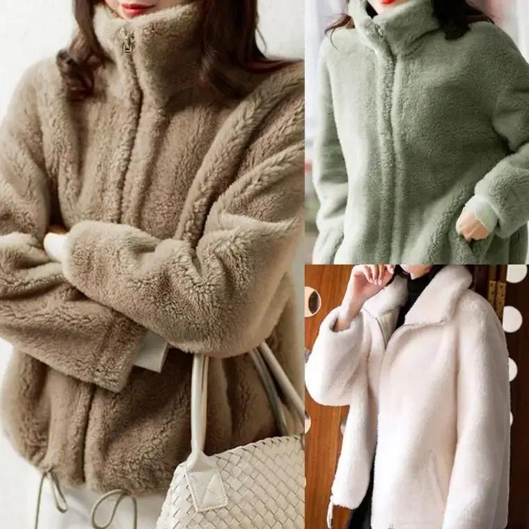 여성 하이넥 뽀글이 후리스 양털자켓 따뜻한 플리스 부클자켓