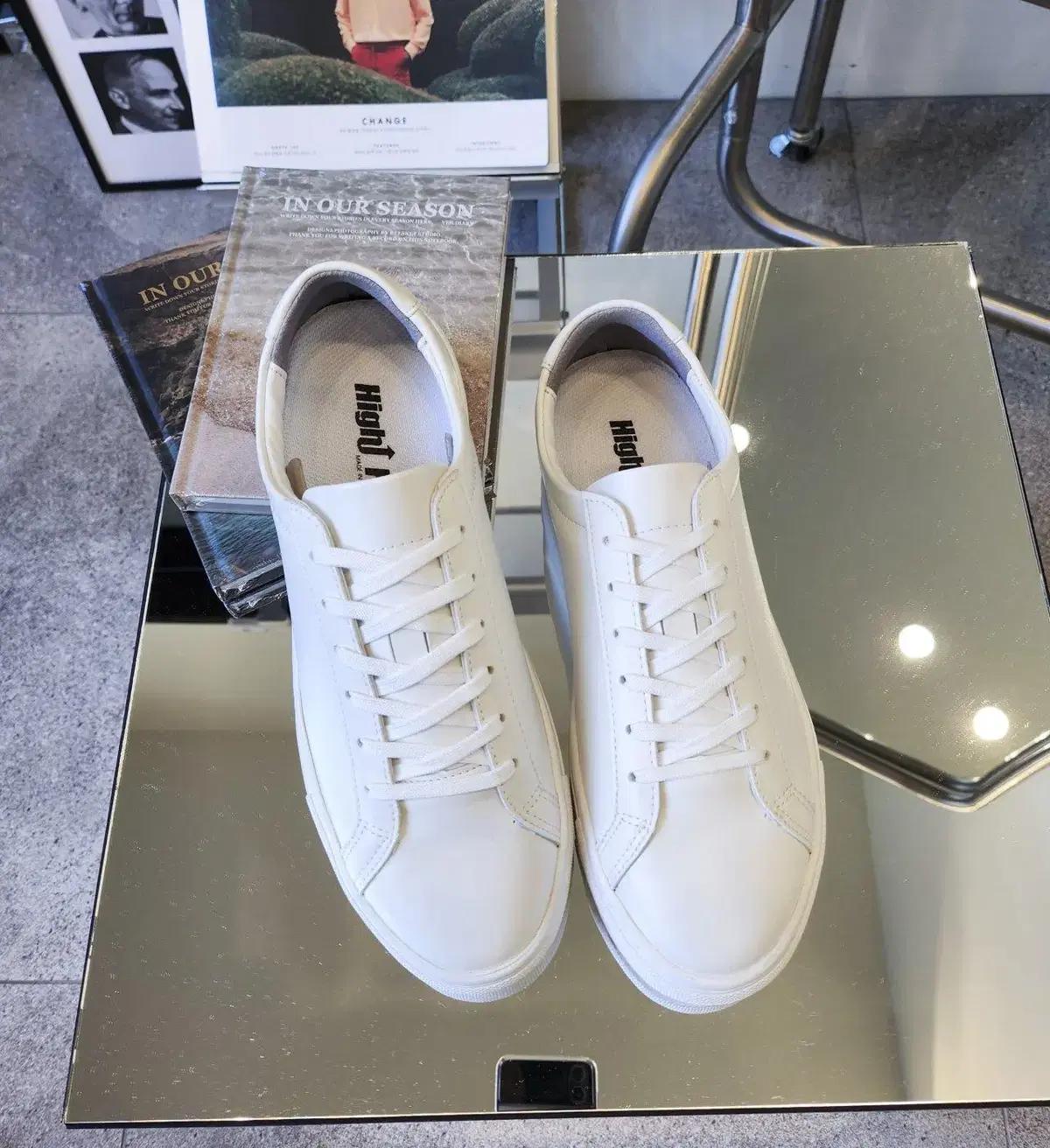 5cm 남자 키높이 흰색 화이트 가죽 스니커즈 운동화