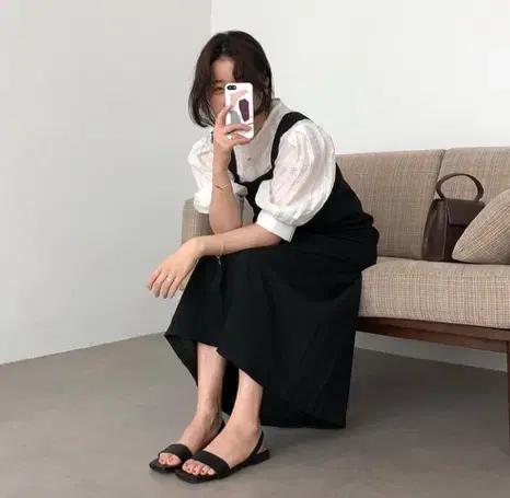 하객룩 추천 A라인 스퀘어넥 리넨 롱 원피스