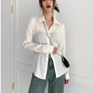 블랙업 엘솝 버튼 플리츠 블라우스 셔츠
