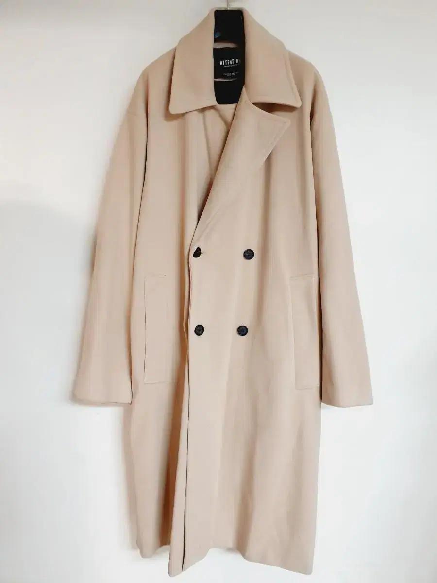 남성 봄 가을 간절기 오버핏 더블코트-크림색 (~115사이즈)