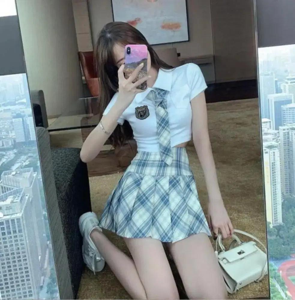 [대여] 여름 크롭교복 하이틴교복 졸업사진대여 졸사컨셉 코스튬 프레피룩