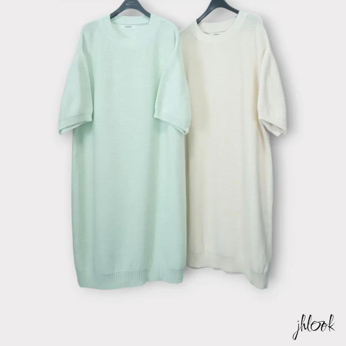 cn 소프트코튼 반팔 니트원피스 미디기장