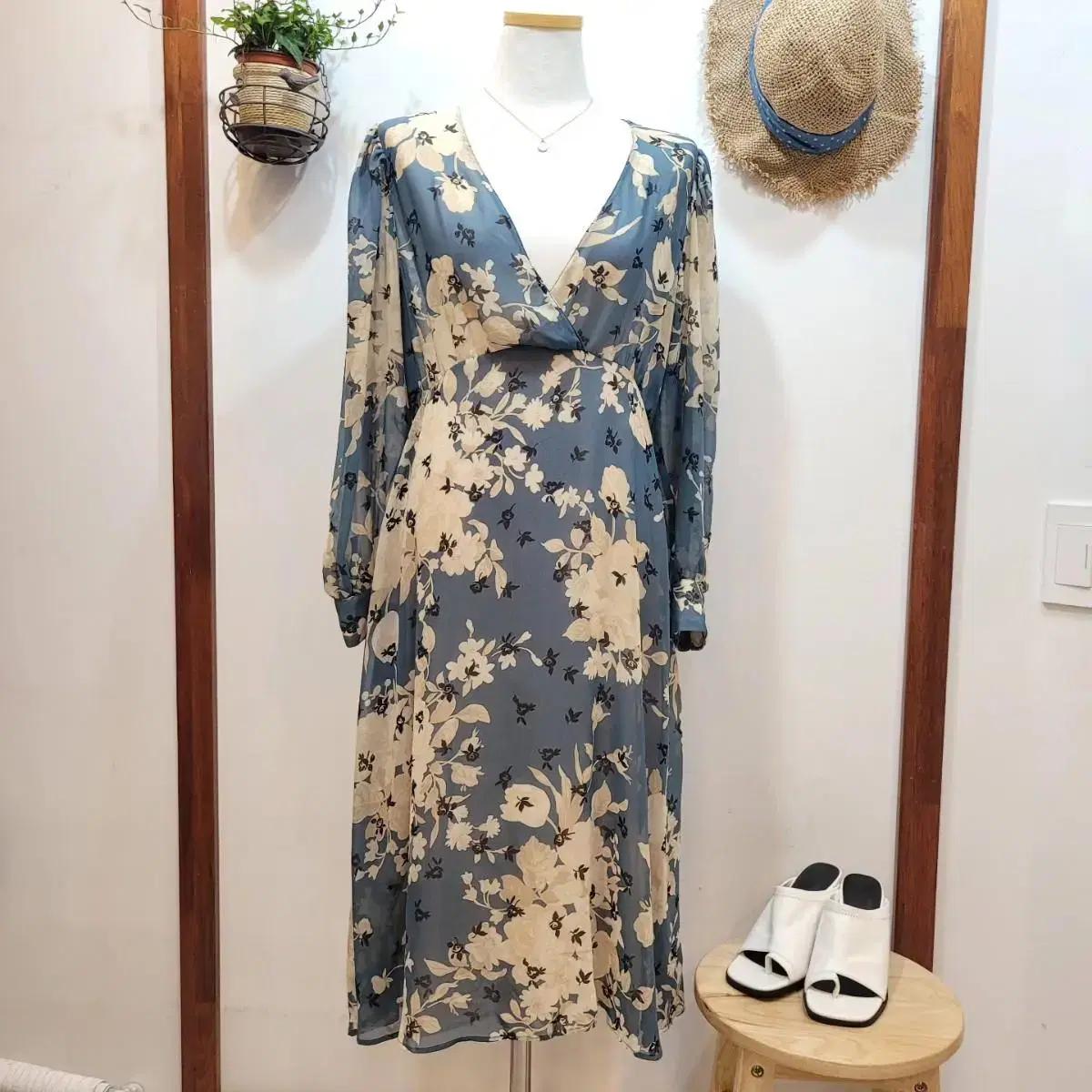 새상품 자라 시스루 쉬폰 원피스