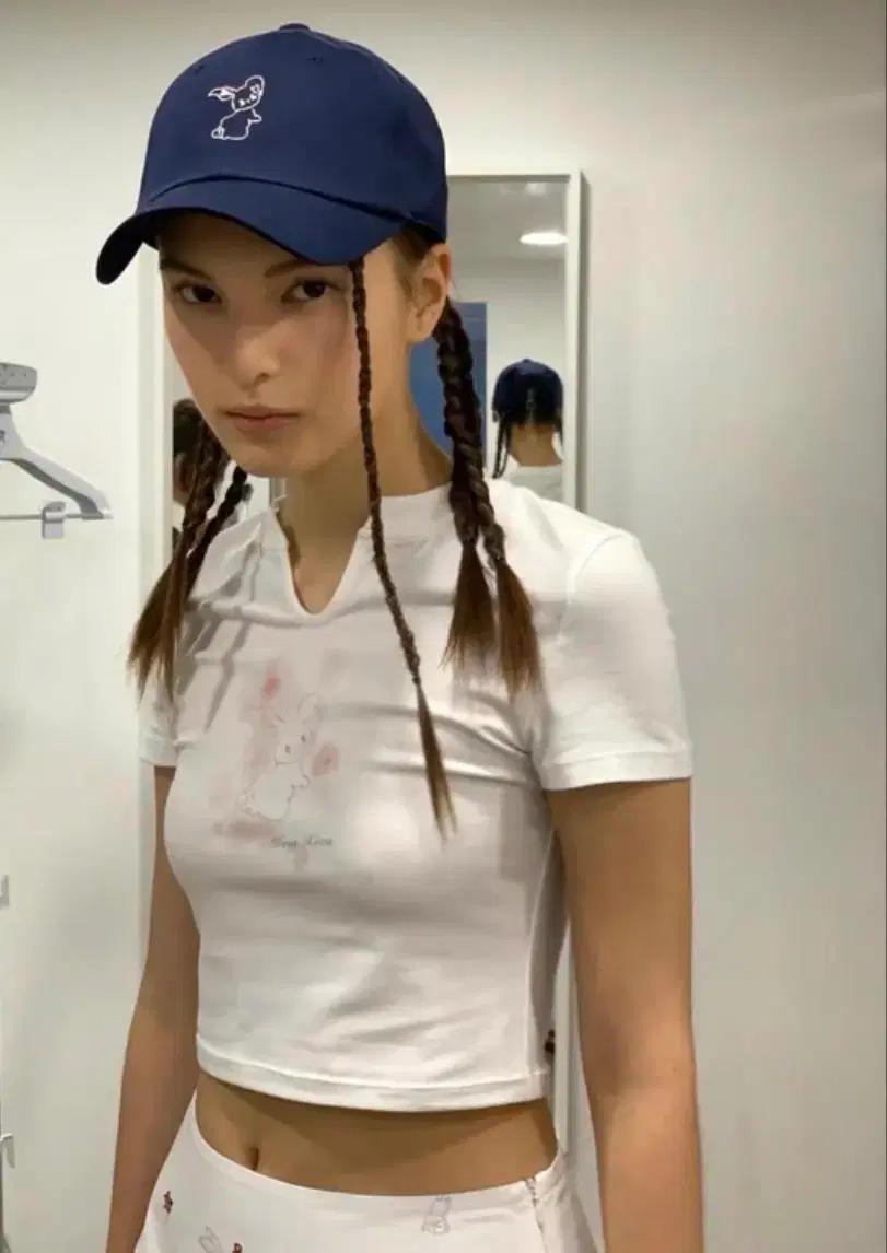 Kaiyxiao 래빗 크롭티셔츠 화이트 S