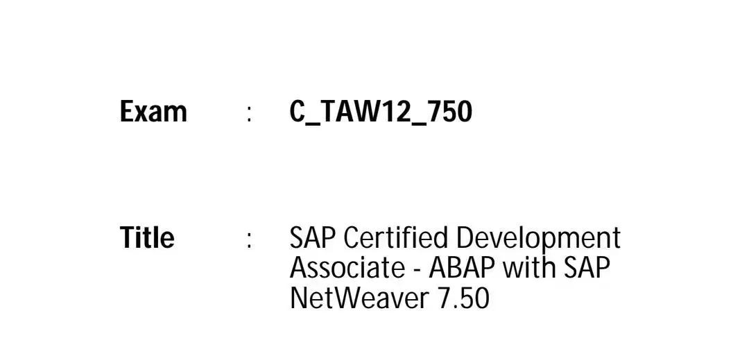 [SAP ABAP] C_TAW12_750 2023년 6월 최신 덤프