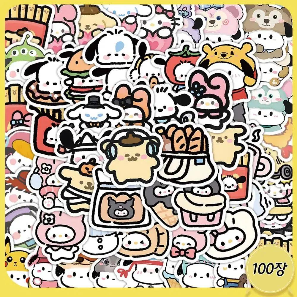 산리오 패러디 스티커 100장세트 / 포차코 쿠로미 시나모롤 노트북