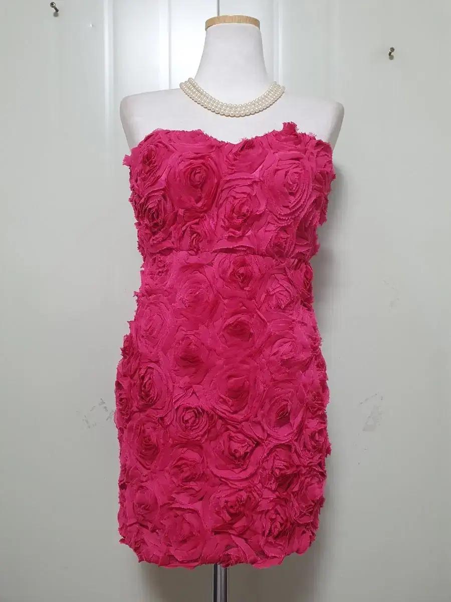 미사용)N2813 수입.튜브탑 원피스.드레스.입체꽃.파티.행사.무대