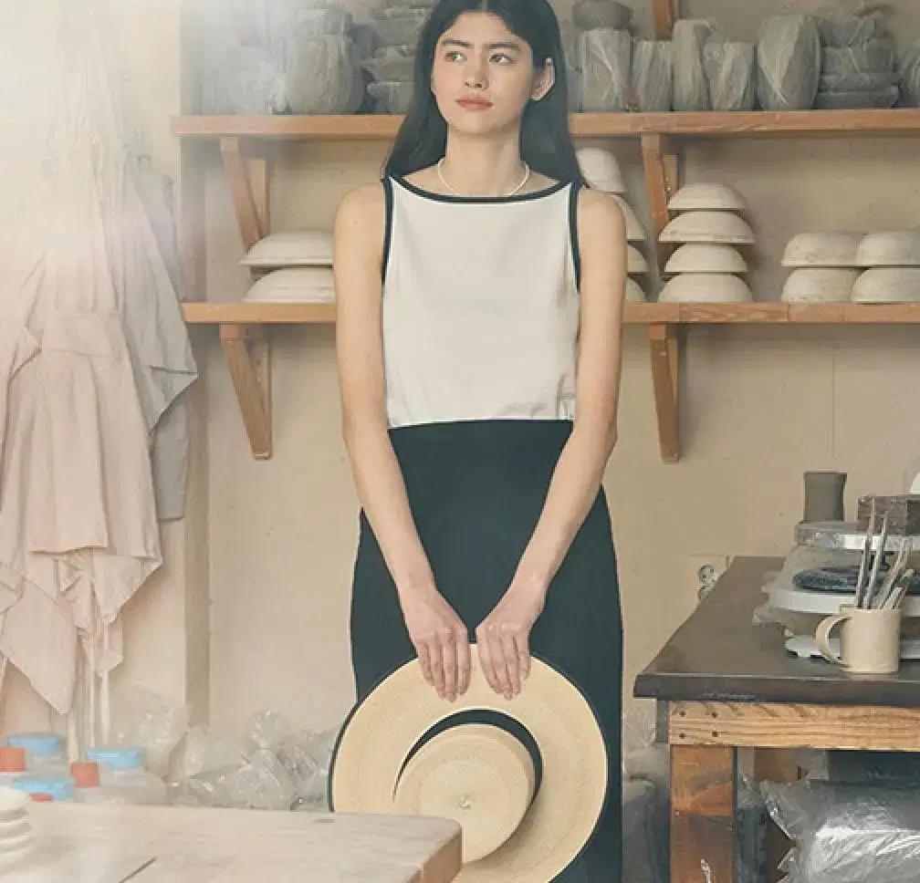 ANEDIT [23SUMMER]  H Boat neck Texture S