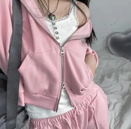 spring cotton two way hood zip-up/에이블리교신