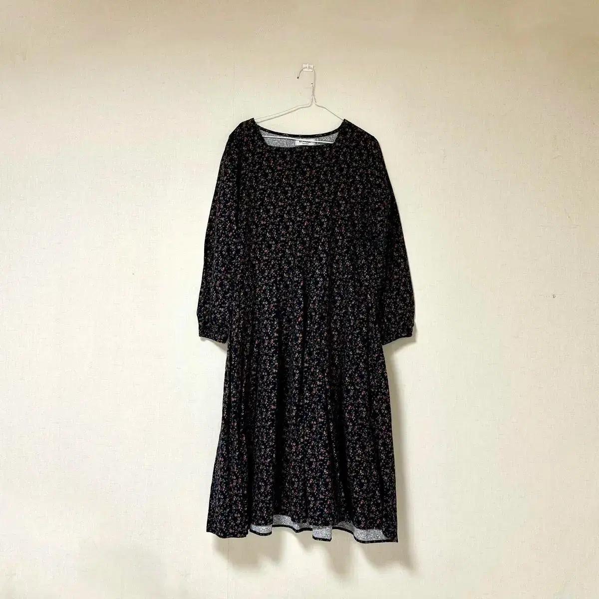 꽃무늬 스퀘어 롱 원피스