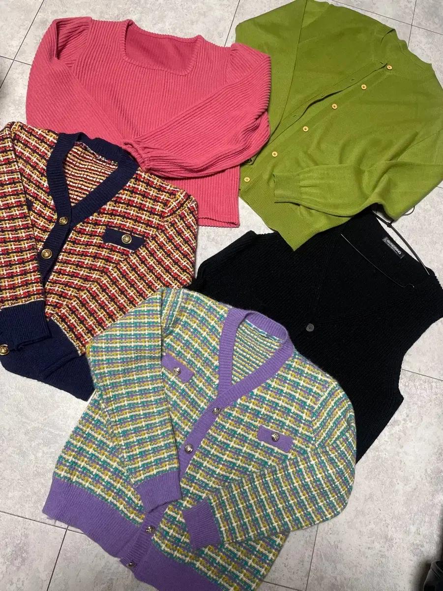 동영상첨부)5종세트 웜톤 쿨톤 파괴톤 니트 조끼 가디건 모음