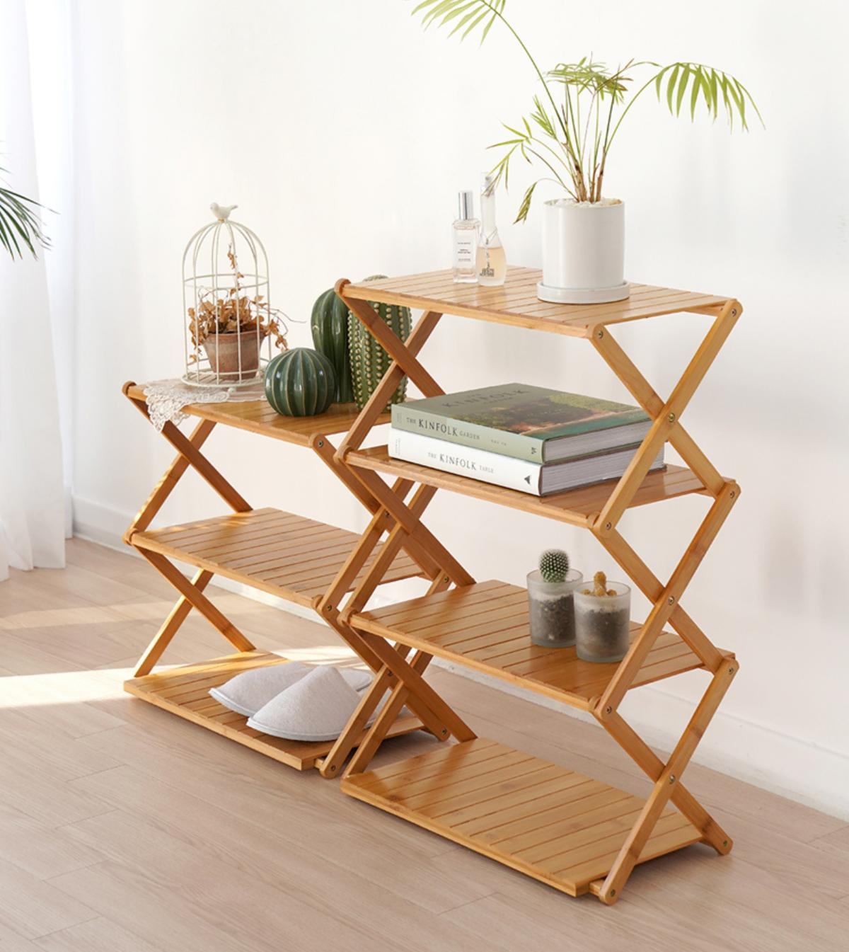 베란다 발코니 접이식 원목 폴딩형 화분진열대 받침대 캠핑 우드선반