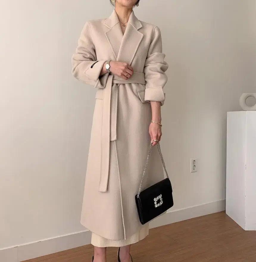 울 90 핸드메이드 롱 코트