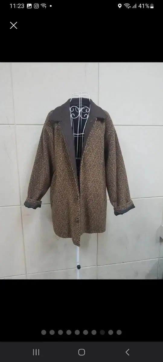 명품 베르사체 정품 이태리 양모90% 헤링본코트 여성88사이즈