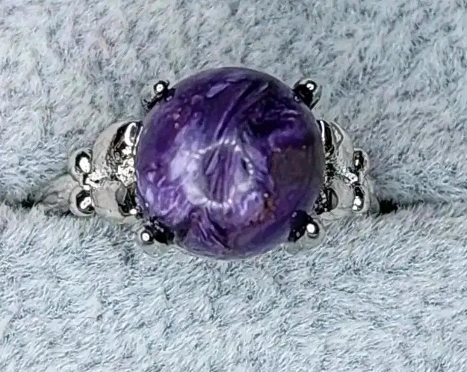 반택무료새제품 천연원석 진한 차로아이트(Charoite) 반지 사이즈조절