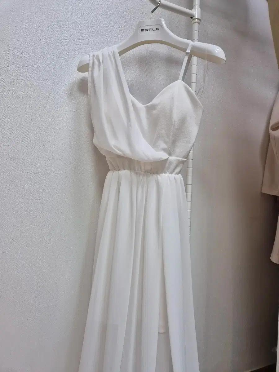 스페인 휴양지 셀프 웨딩 여신 쉬폰 파티 드레스 스몰웨딩