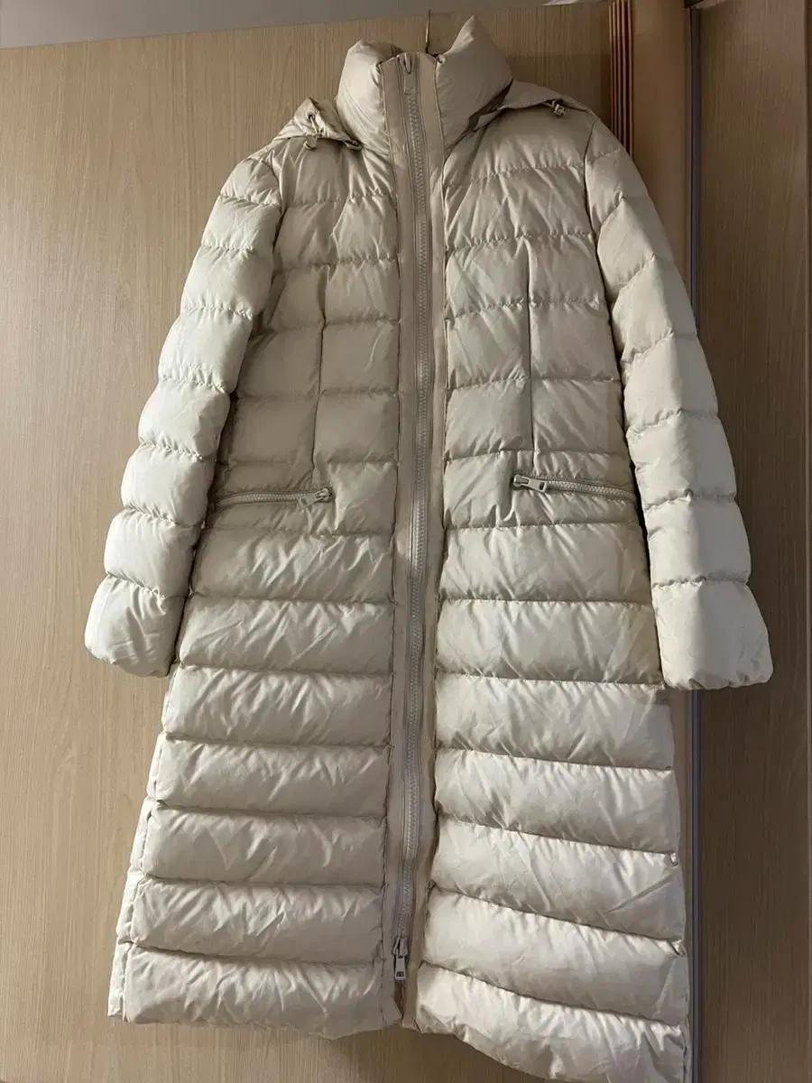 한섬 클럽모나코 구스다운 후드 롱패딩 몽클 거위털 점퍼 코트 자켓