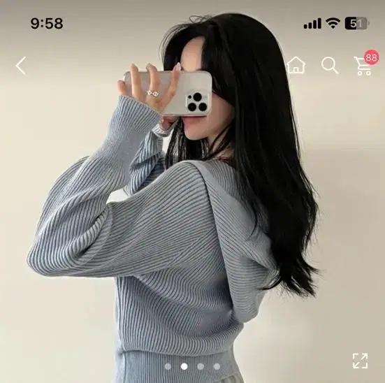[교신가능]에이블리 투웨이 후드 크롭 니트 가디건 소라