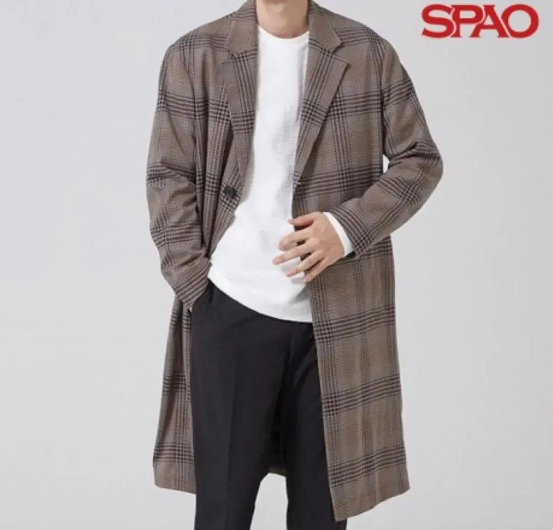 (새상품) XL 스파오 체크 싱글 로브 코트/더블 코트/100/105