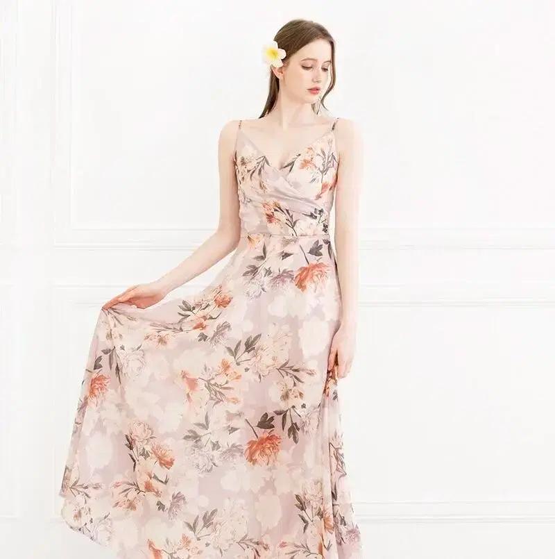 그레이스유 퍼퓸 플로워 원피스 퍼플 S  휴양지룩