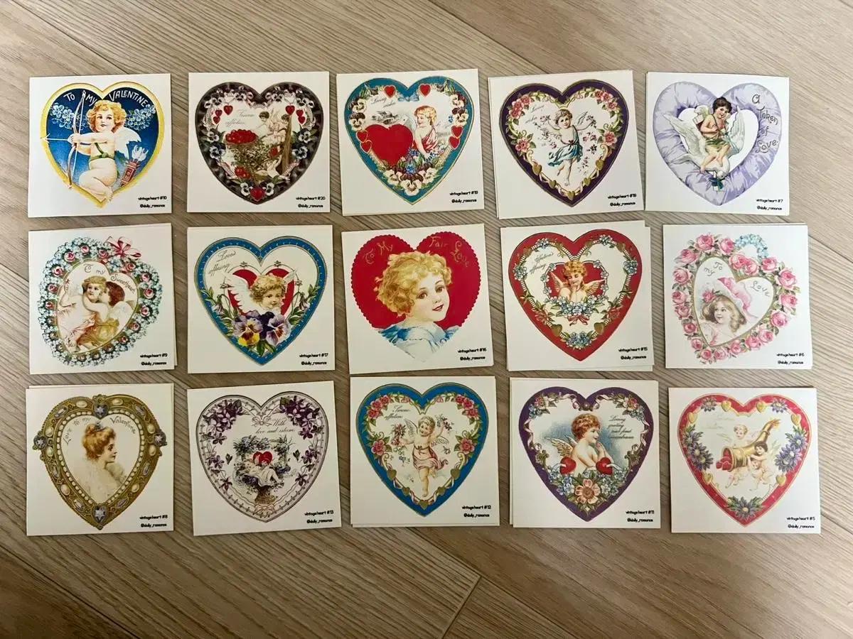 빈티지 하트 모조지 스티커