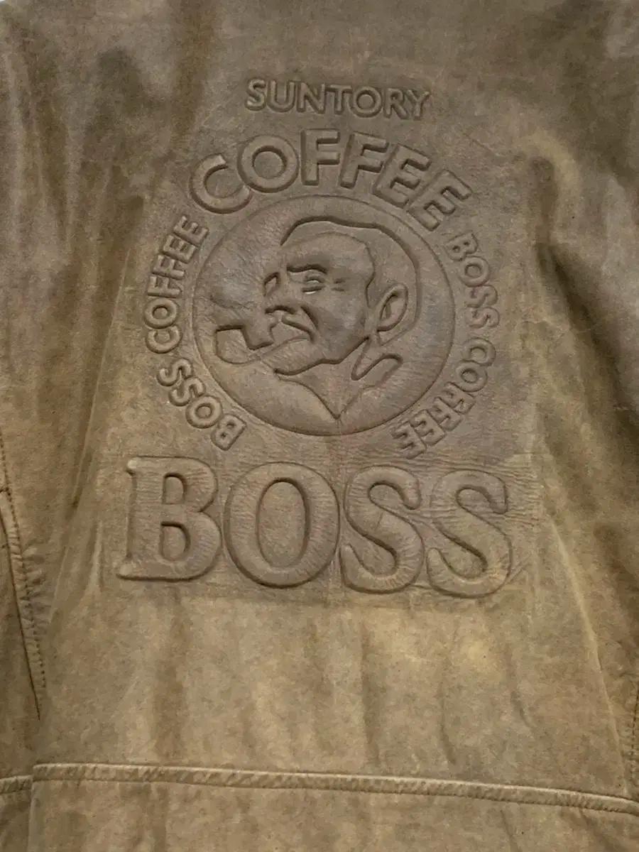 M)산토리 보스커피 빈티지 빅로고 가죽자켓 BOSS COFFEE