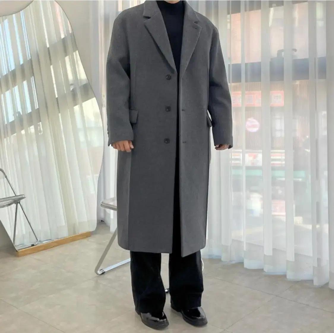 남자 세미오버핏 캐시미어 롱코트 XL