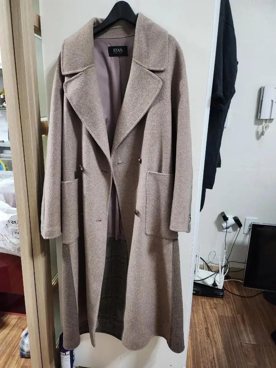 리안 울 롱체크코트