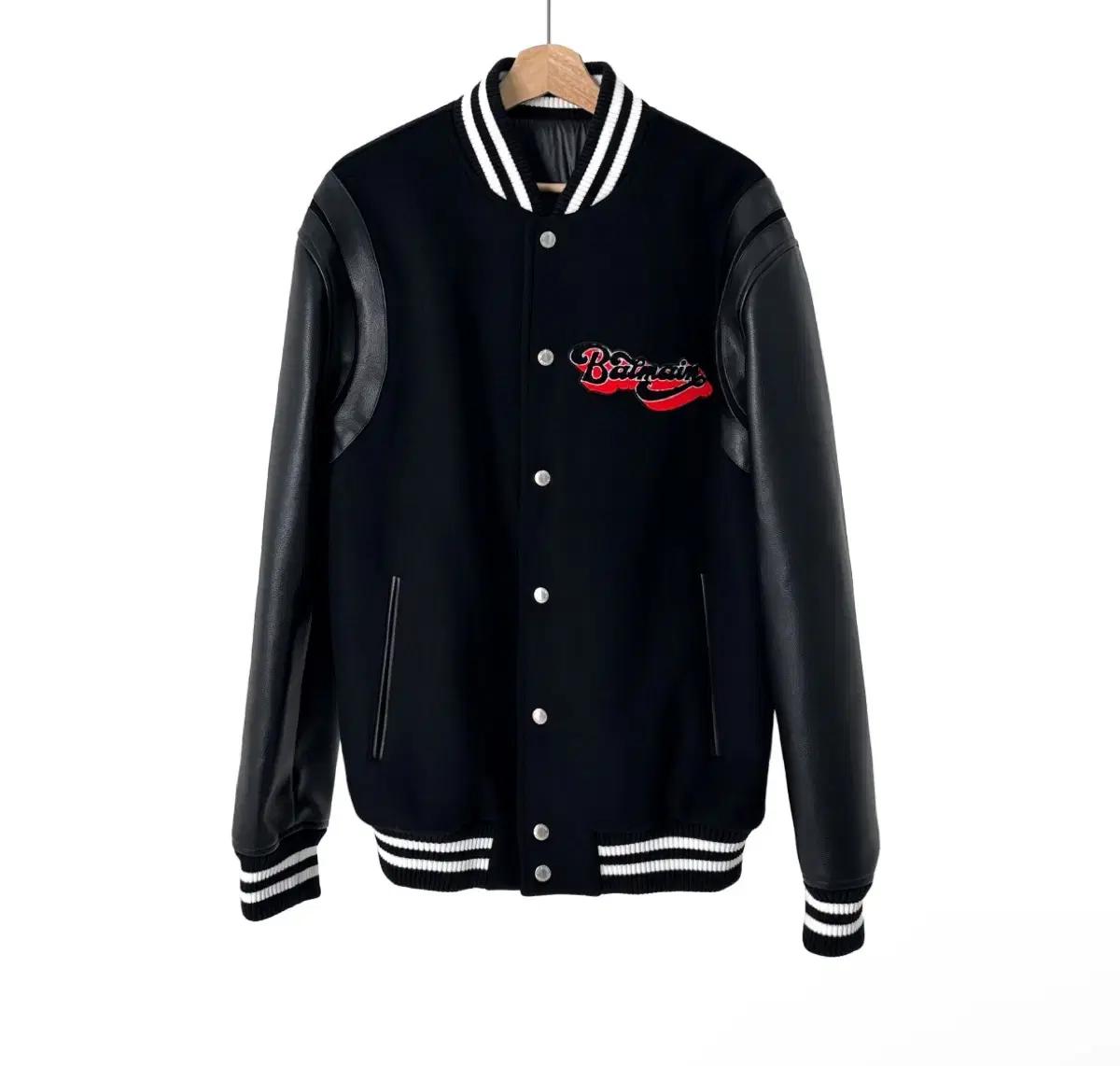 [50] BALMAIN 발망 남성 울 레더 테디 바시티 블루종 자켓