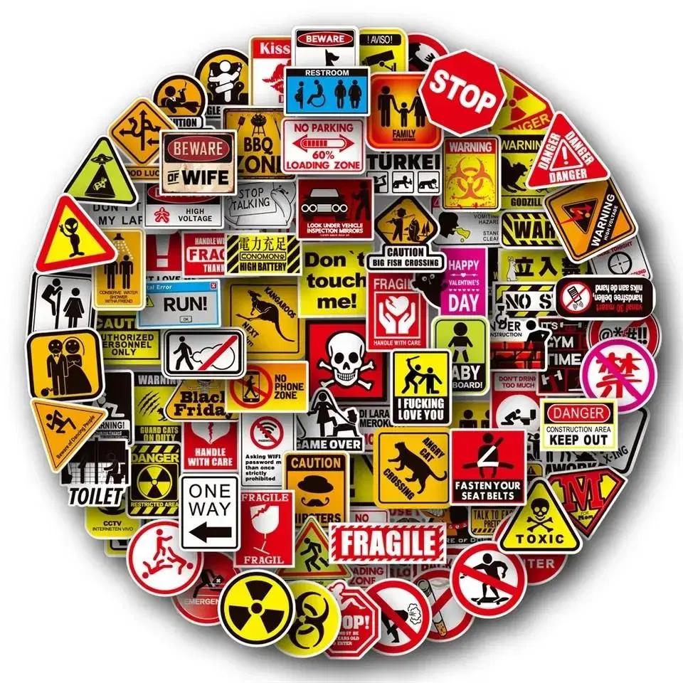 초특가 위험 경고 스티커 100장 데칼스티커 캐리어 바이크 노트북스마트폰