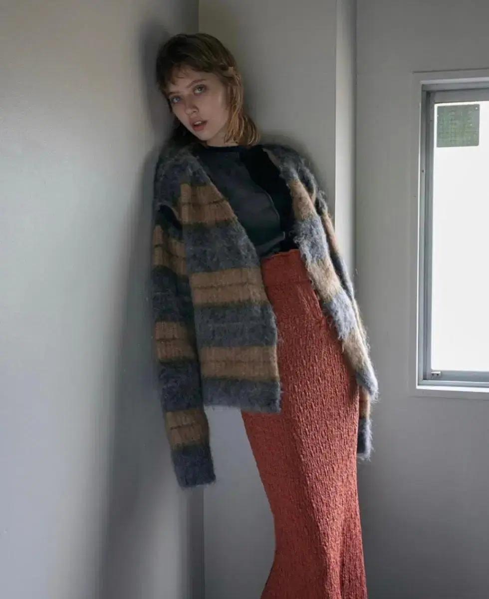 [퍼버즈] PERVERZE stripe mohair cardigan